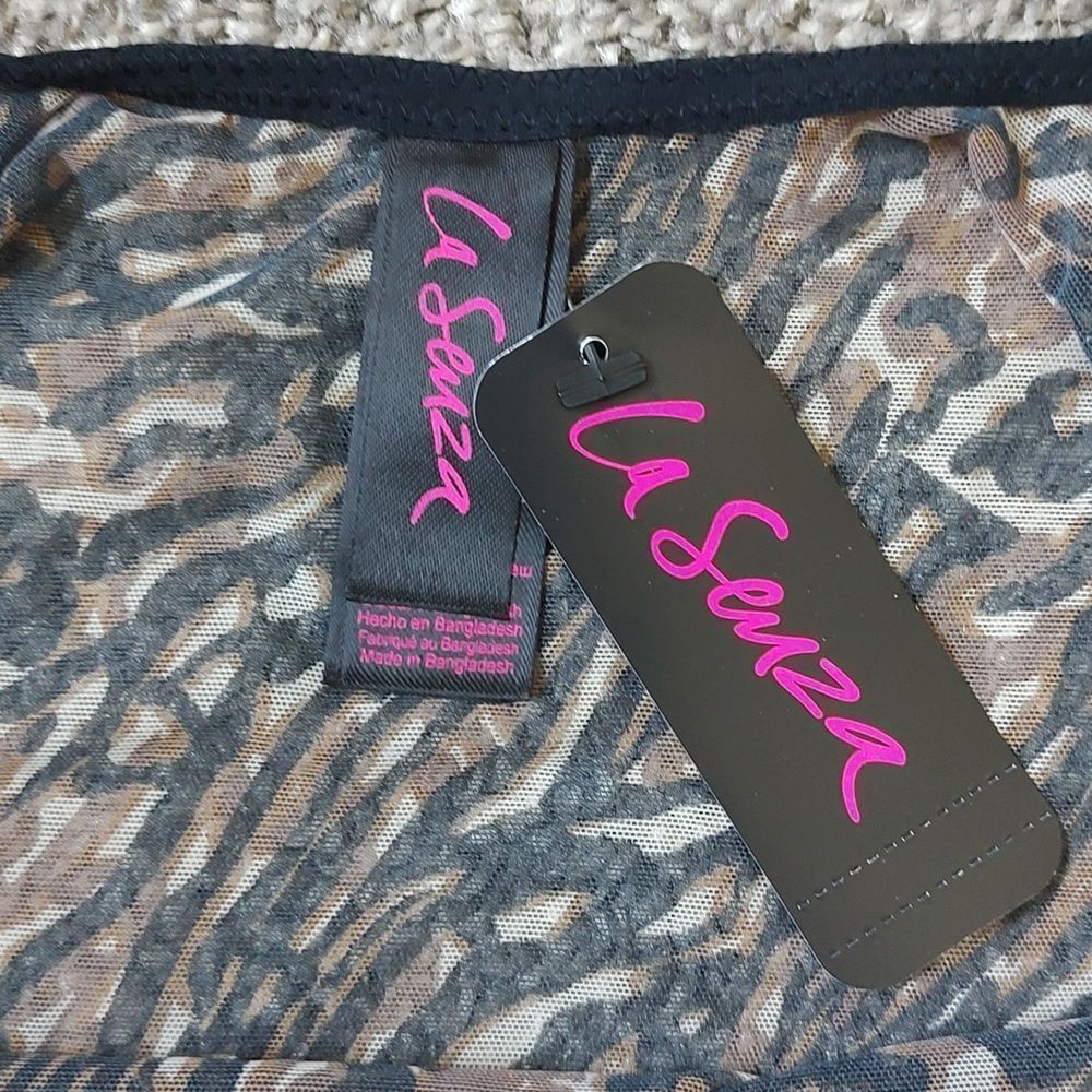 New With Tag La‎ Senza Size XS Leopard Print Layered Mesh Bodysuit - Picture 12 of 15